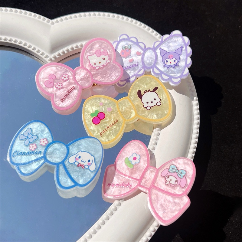 Sanrio Kuromi Cinnamoroll Giai Điệu Tóc Dễ Thương Nhựa Nơ Phong Cách Mỏ Vịt Kẹp Phụ Kiện Tóc Họa Tiết Hoạt Hình Dễ Thương Mũ Kẹp Tóc-top3C01