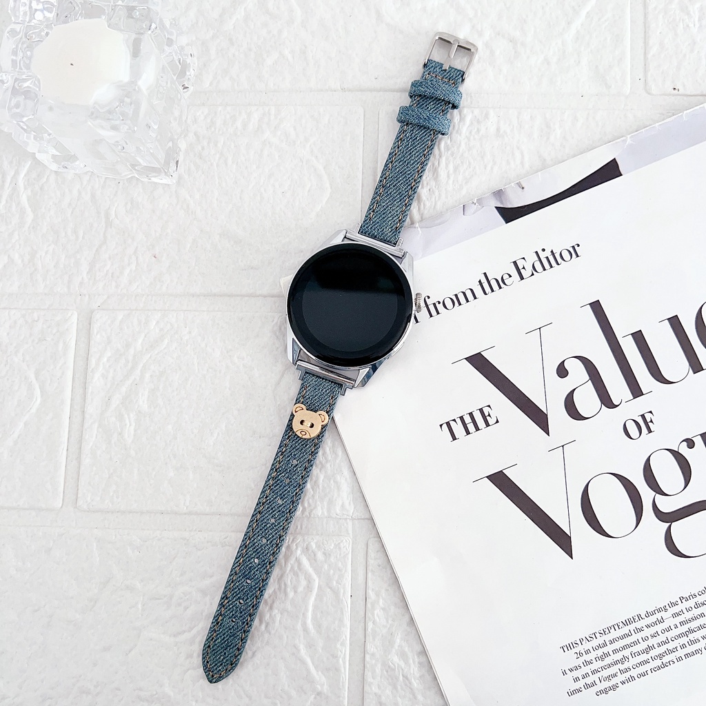 Dễ Thương Dây Đeo Đồng Hồ Bằng denim Cho samsung galaxy watch 6 / 5 / 4 44mm 40mm galaxy watch 4 classic 5 pro 46mm 43mm 42mm 45mm 47mm