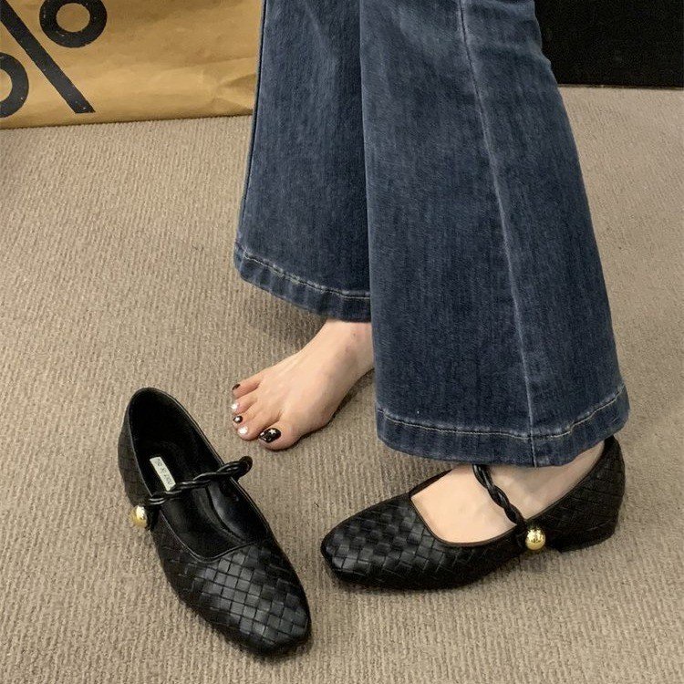 Giày Búp Bê Đế Bằng Mũi Vuông Thời Trang Dành Cho Nữ size 35-39