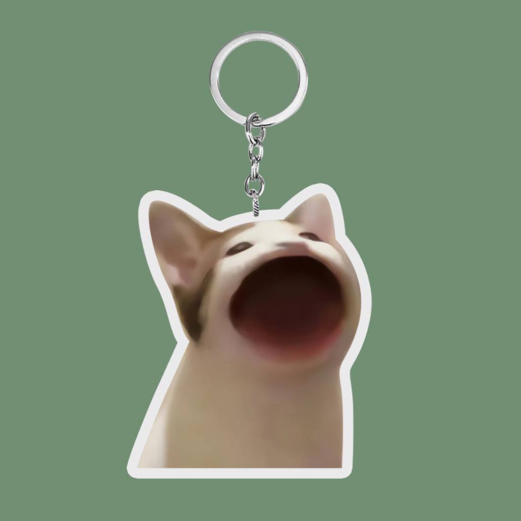 Móc khóa 4cm chó mèo há miệng ăn cơm cho bạn bè - chất liệu mica NLPSHOP