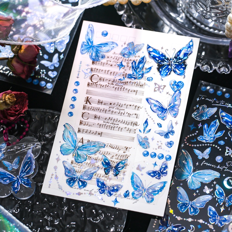 Bộ 3 Miếng Dán Hình Bướm Trang Trí Sổ Tay Xinh Xắn