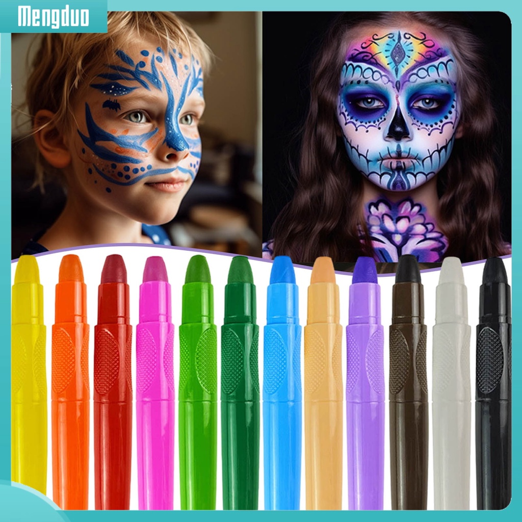 Bộ 12 Bút Màu Vẽ Mặt / Cơ Thể 12 Màu Sắc Có Thể Làm Sạch Da Mặt Và Cơ Thể