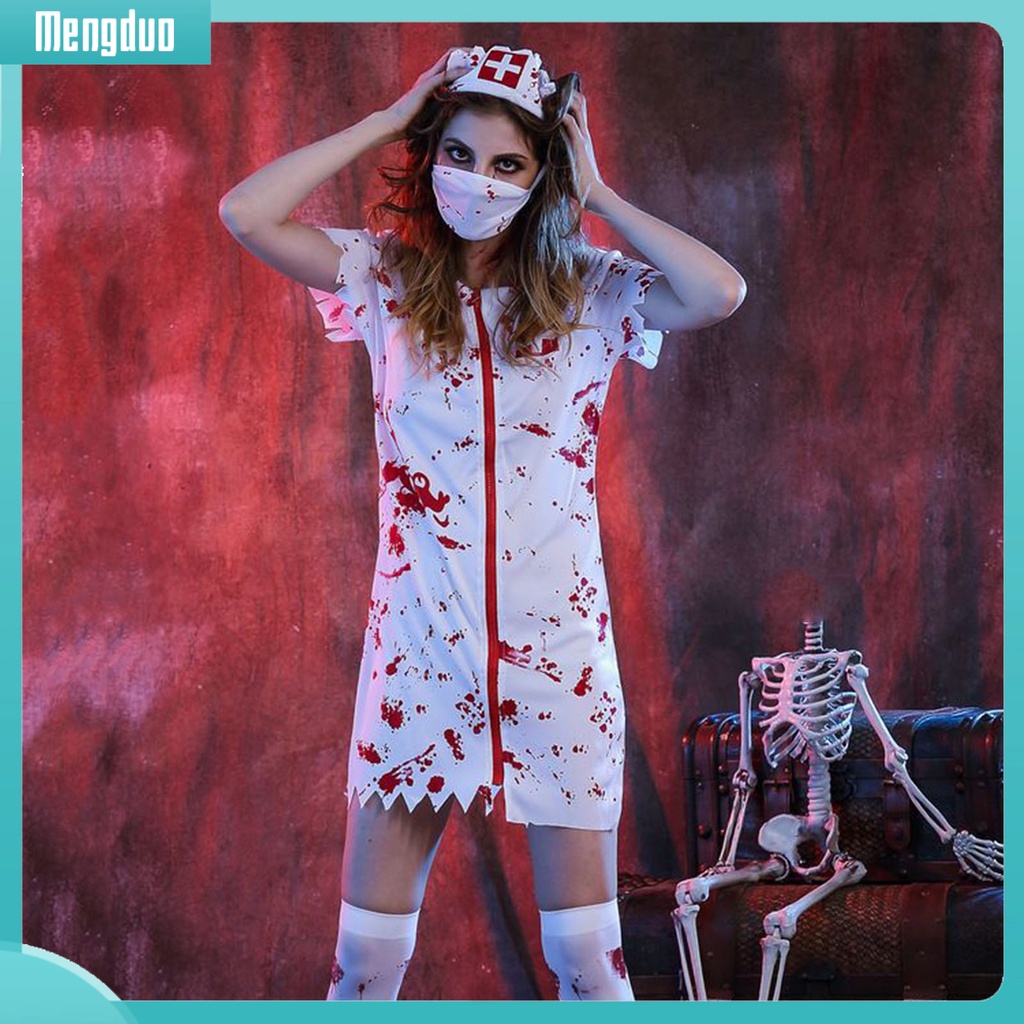 Bộ Đồ Hóa Trang Nữ Y Tá Máu Me Kinh Dị Ngày halloween