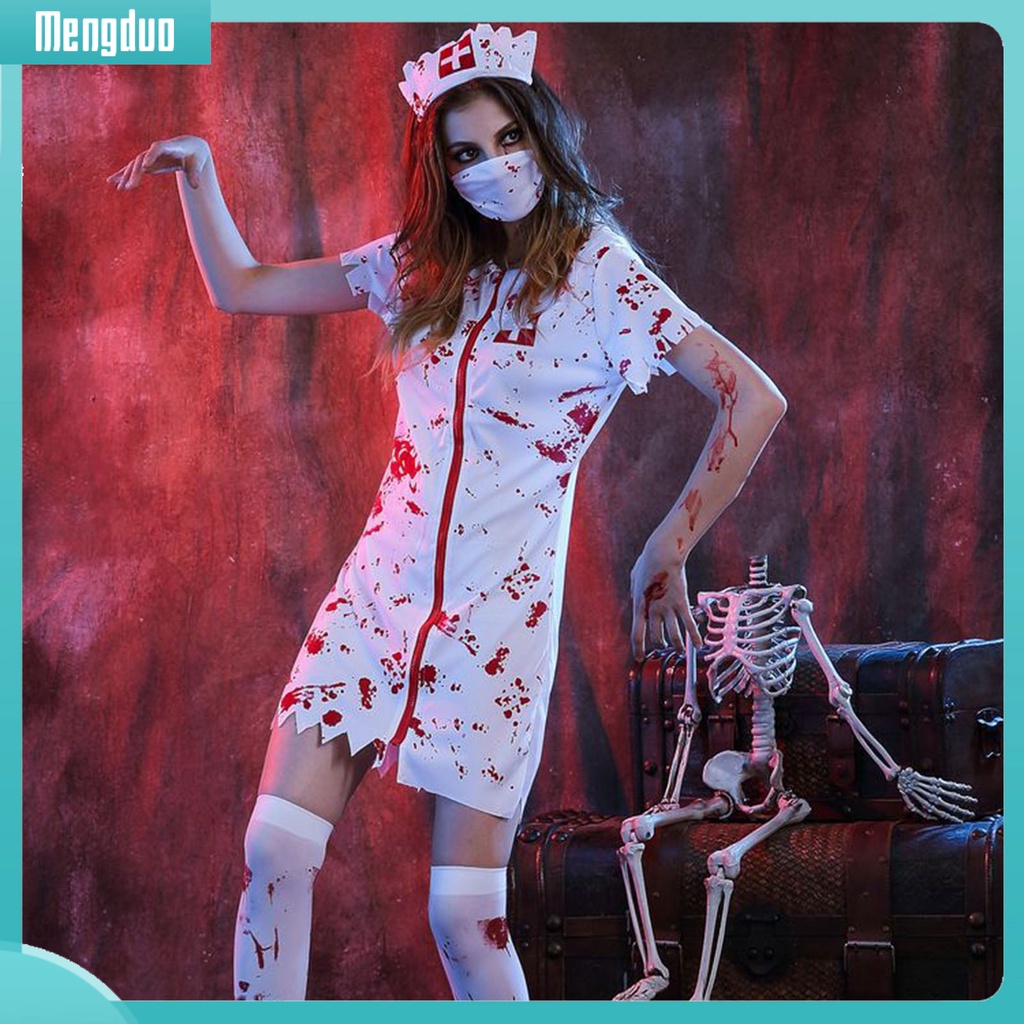 Bộ Đồ Hóa Trang Nữ Y Tá Máu Me Kinh Dị Ngày halloween