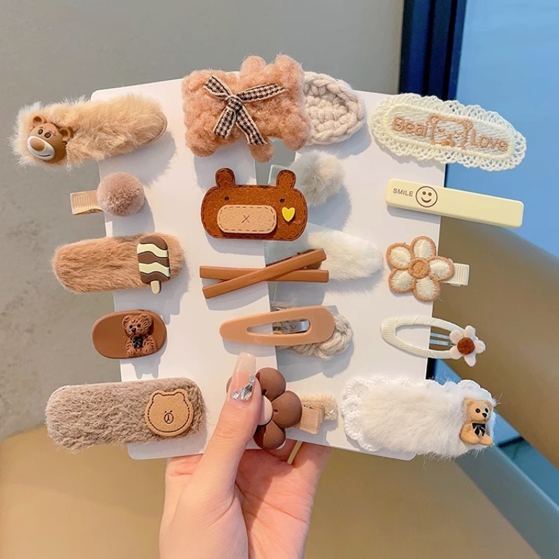 Dễ Thương Kẹp Tóc Lông Nhung Phía Trước Xinh Xắn Đáng Yêu Cho Bé Gái