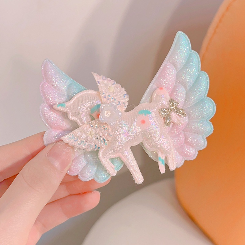 Hoạt Hình Kẹp Tóc Hình Kỳ Lân Nhiều Màu Sắc Dễ Thương Cho Bé Gái