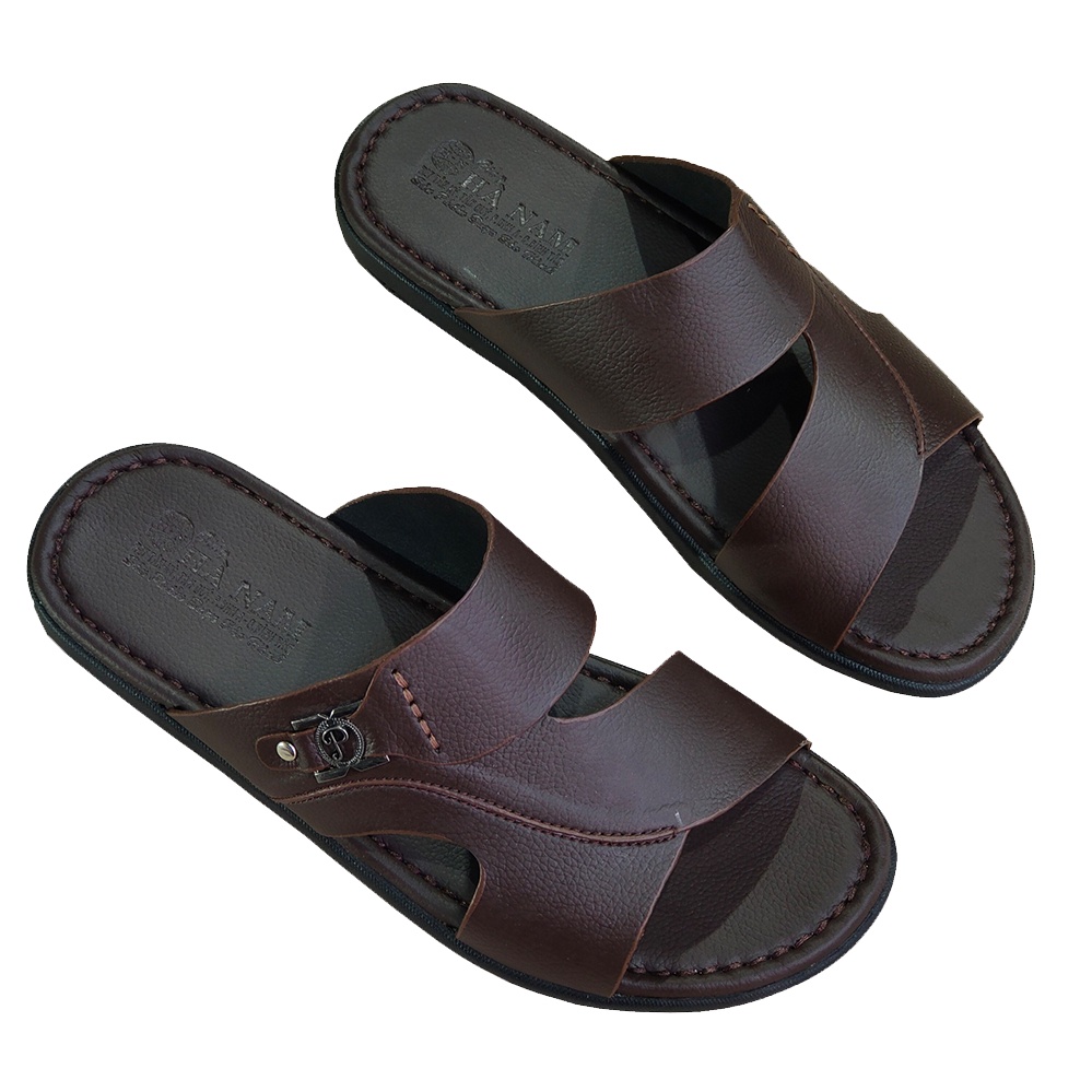 Dép nam quai ngang da bò thật TiTi ĐÔ cao cấp DNA2220