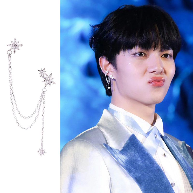 Hàng Mới Về Khuyên Tai Dạng Kẹp Hình Thánh Giá Ngôi Sao Bát Giác Ngôi Sao Xương Vòng Hoa Độc Đáo Chất Lượng Cao zeenunew lin jingyun Hàng Mới Cho Nam Và