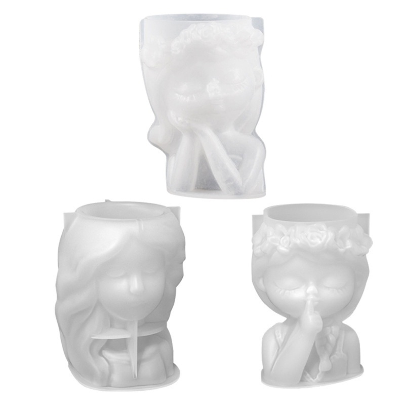 Khuôn Silicon Làm Hộp Đựng Bút Hình Cô Gái Dễ Thương