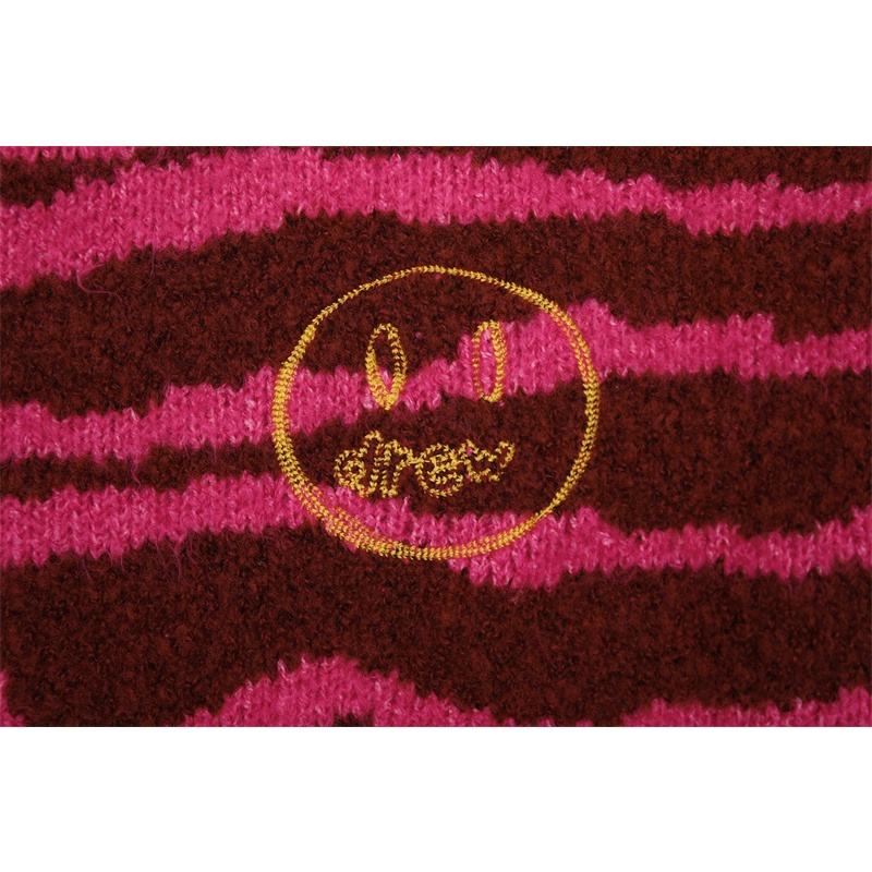 Áo Sweater Dệt Kim Tay Dài Cổ Tròn Thêu Hình Mặt Cười Thời Trang Đường Phố dr28w Cho Nam Và Nữ