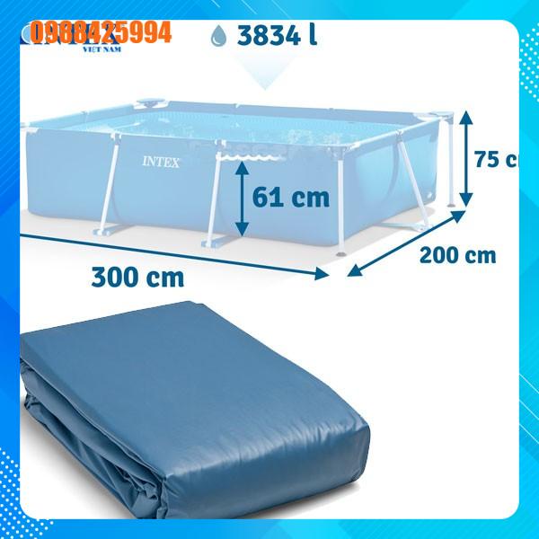 Vỏ bể bơi hay vải bể bơi khung kim loại nhập khẩu size 3m x 2m x 75cm chính hãng