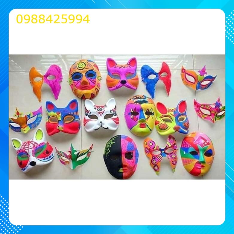 Dây 6 màu vẽ kèm cọ vẽ màu nước mặt nạ trang trí hallowen, mặt nạ trung thu cho trẻ