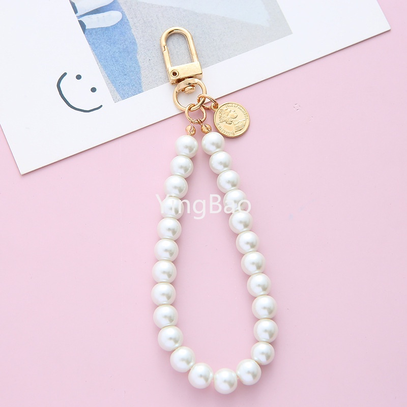 Móc Khóa Đính Hạt Ngọc Trai Đơn Giản Dễ Thương Trang Trí Túi Xách / Điện Thoại diy