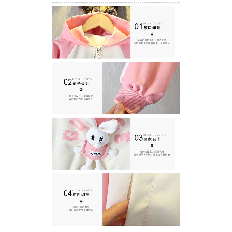 Áo Khoác Mỏng In Hình Thỏ Dễ Thương Thời Trang Xuân Thu Cho Bé Gái