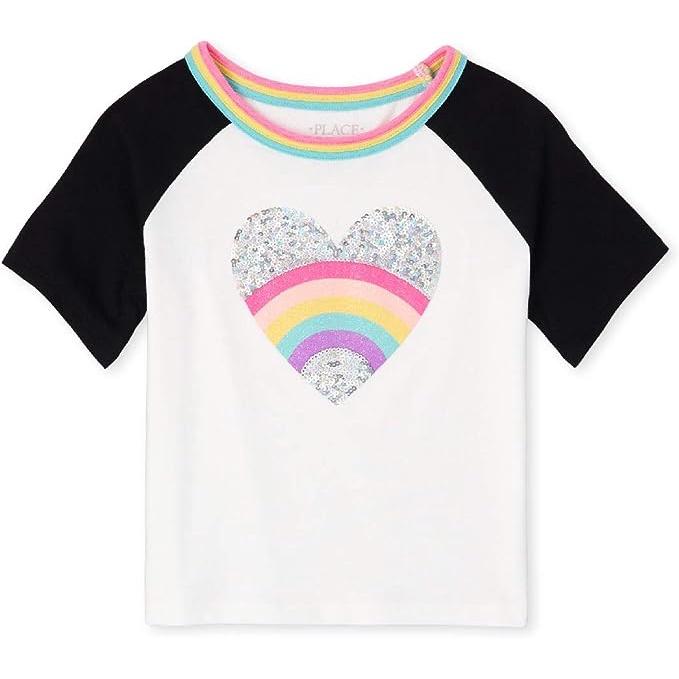 Áo thun bé gái kim sa trái tim xuất xịn Place