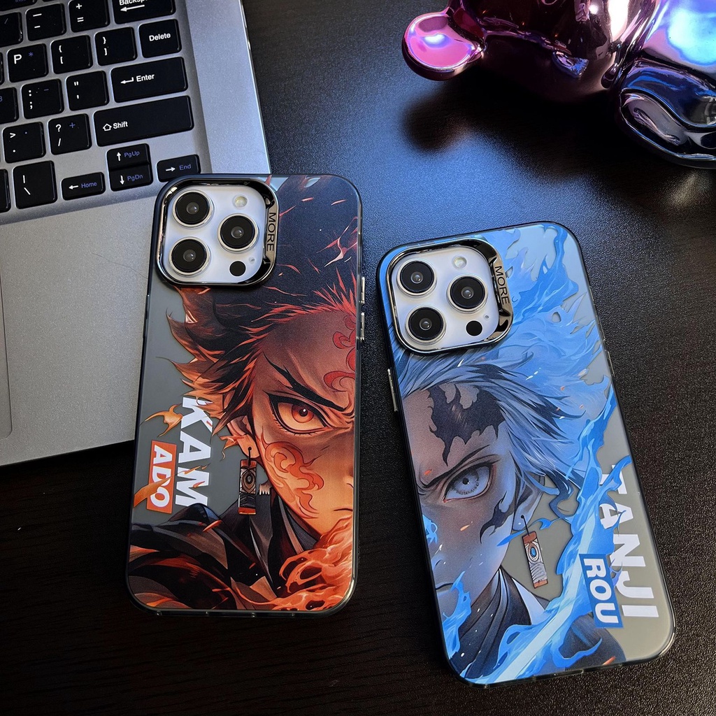 Hoạt Hình Ốp Điện Thoại silicone Mạ Điện Họa Tiết demon slayer tanjirou Cho iphone 14 14pro 14max 13promax 12 12promax 11