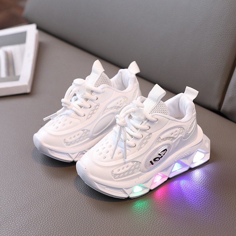 Mới Giày Thể Thao Đế Mềm Nhẹ Thoáng Khí Màu Dạ Quang Thời Trang Xuân Thu Cho Bé