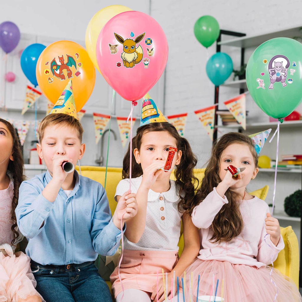 Bộ 12 Miếng Dán Hoạt Hình Pokemon Trang Trí Nón Bảo Hiểm / Bút Chì diy