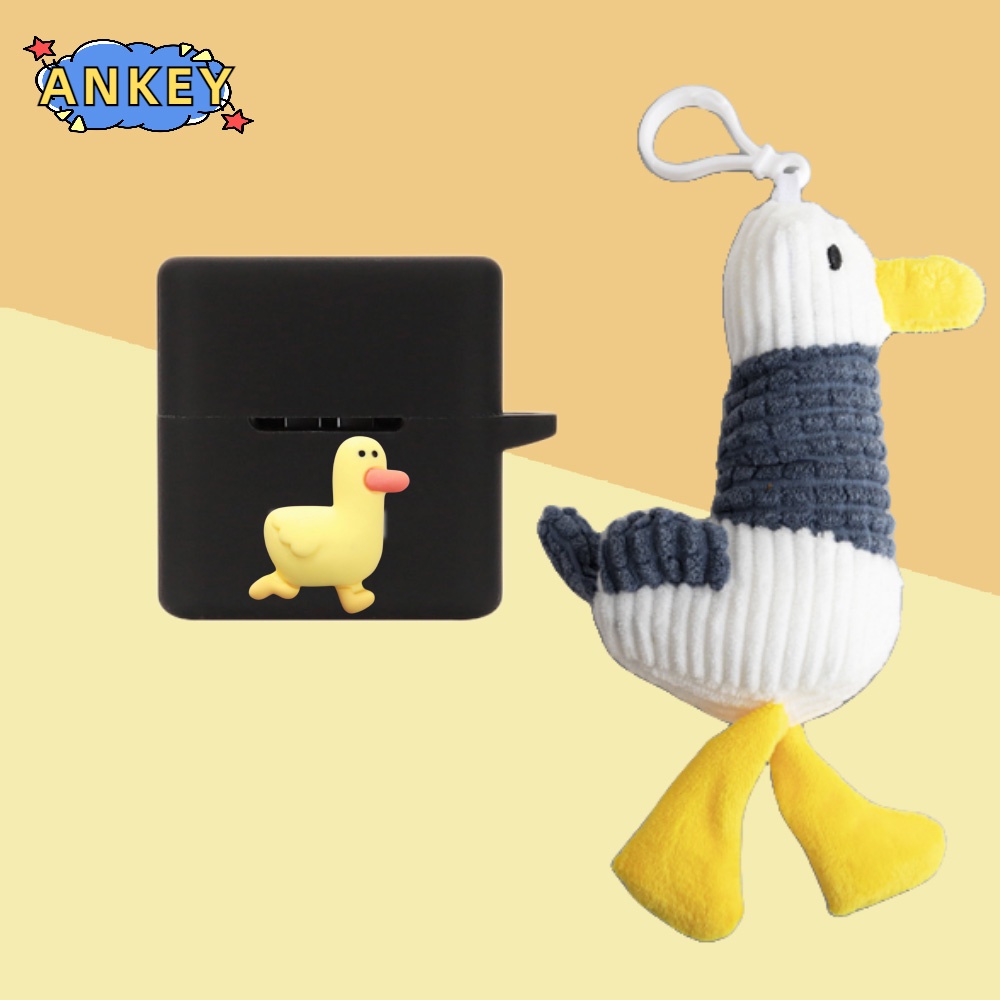 Case For Fiil CC Nano / CG CC Pro 2 / Key Earphone Silicone Case Yellow Duck Earbuds Waterproof Shockproof Soft Protective Headphone Cover Headset Skin with Hook