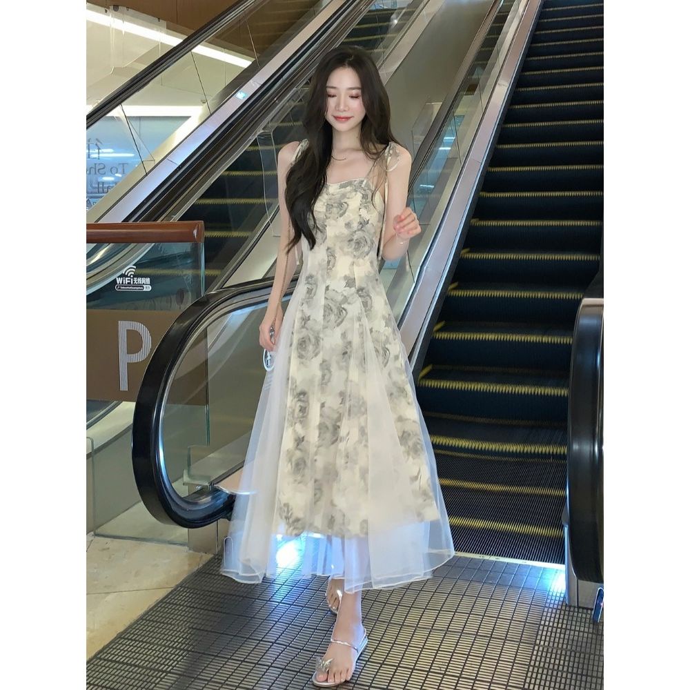 Đầm Hai Dây Dáng Dài Phong Cách Pháp Cổ Điển Thời Trang Mùa Hè Mới 2023 Cho Nữ