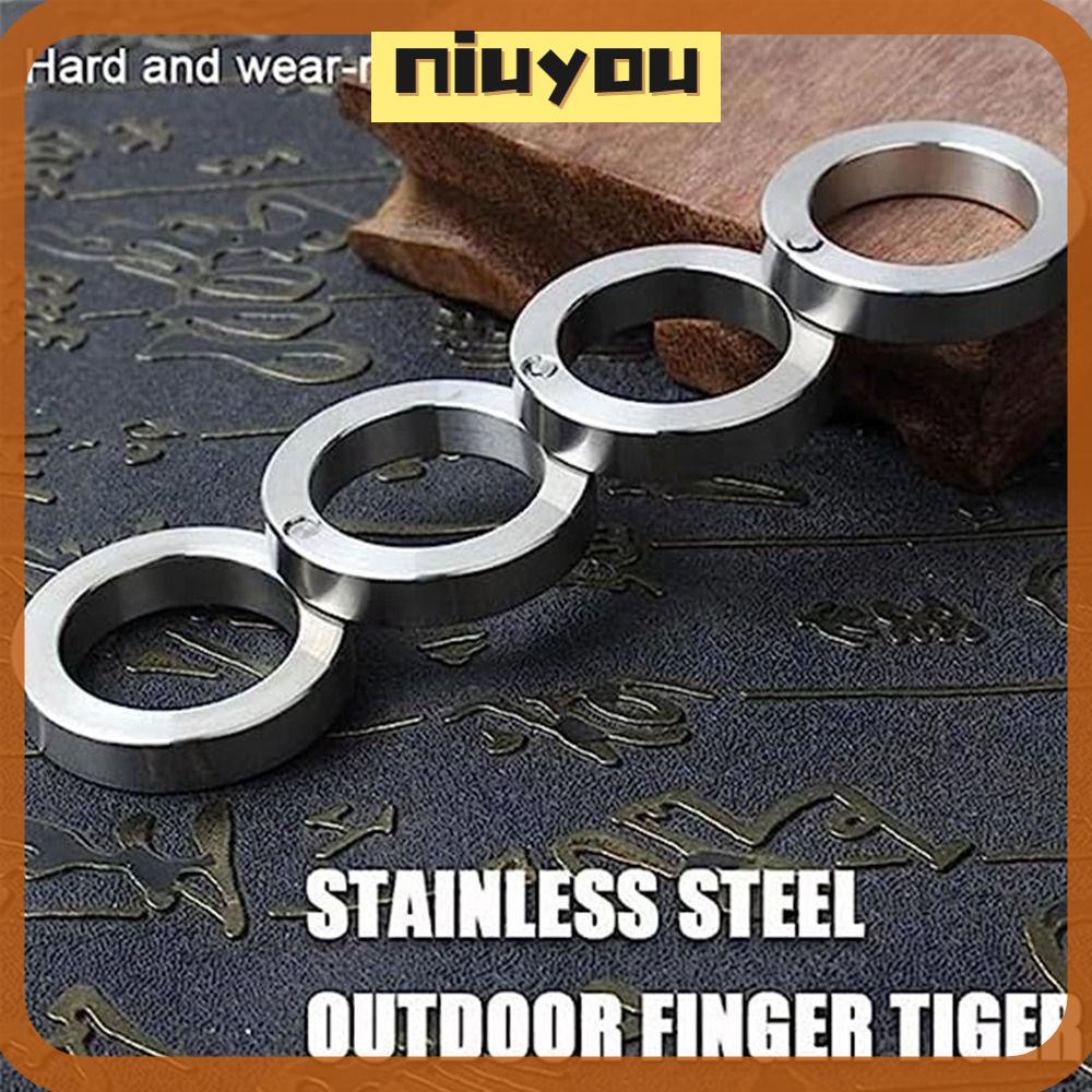 Set 2 / 4 Nhẫn Đeo Ngón Tay Bằng Thép Không Gỉ Thiết Kế Hai Vòng Xoay