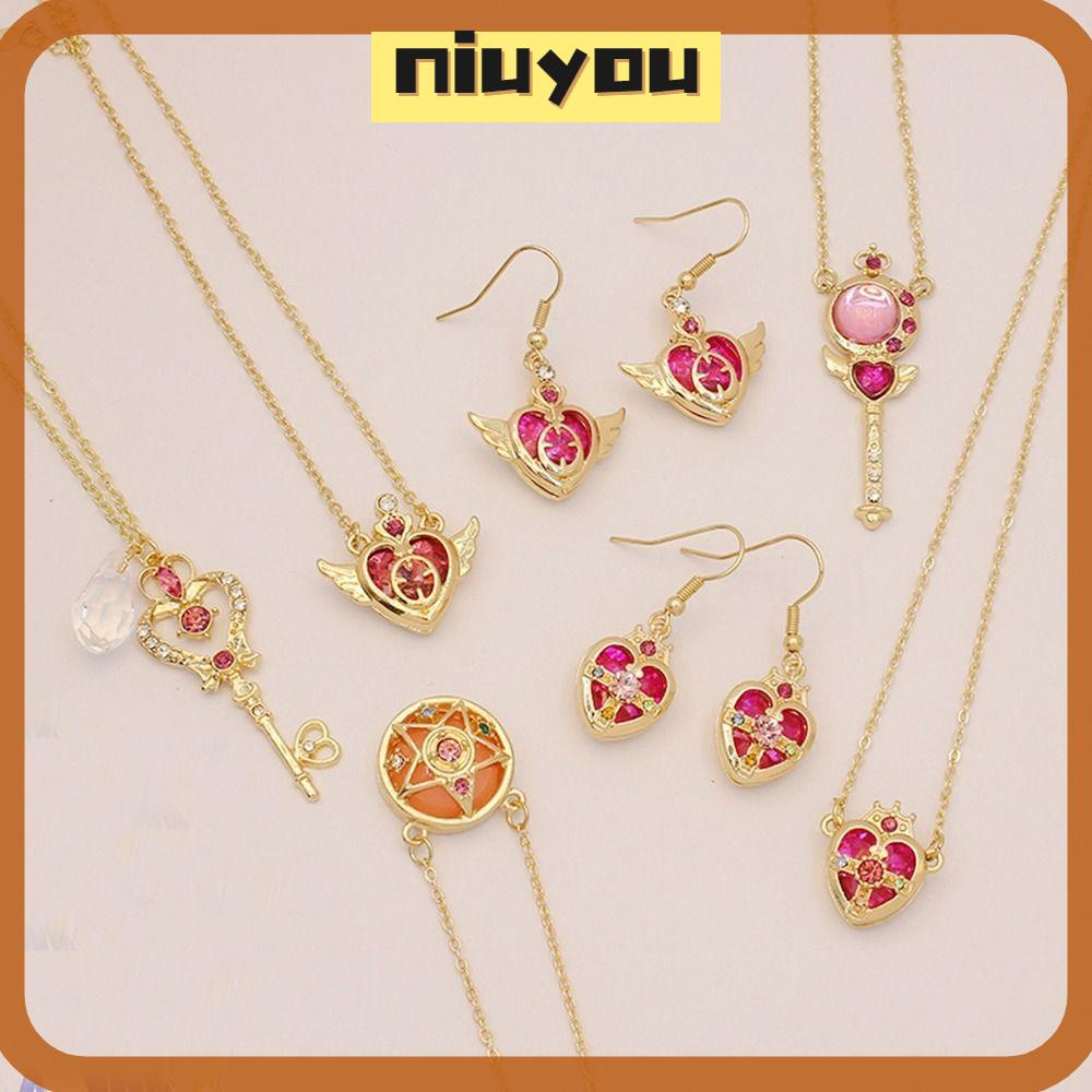 Niuyou anime vòng cổ, đạo cụ cosplay kim loại magic wand crystal vòng cổ, đồ trang sức pha lê dễ thương diy cosplay mặt dây chuyền cho sailor moon
