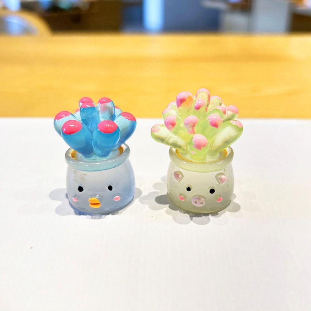 WAPKTY Set 3 Chậu Cây resin Nhỏ Để Bàn Trang Trí Ban Đêm 4 Màu Mô Phỏng Dễ Thương Làm Quà Tặng Cho Bé
