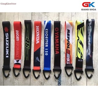 Móc khóa dây strap dây vải chữ off-white-đỏ