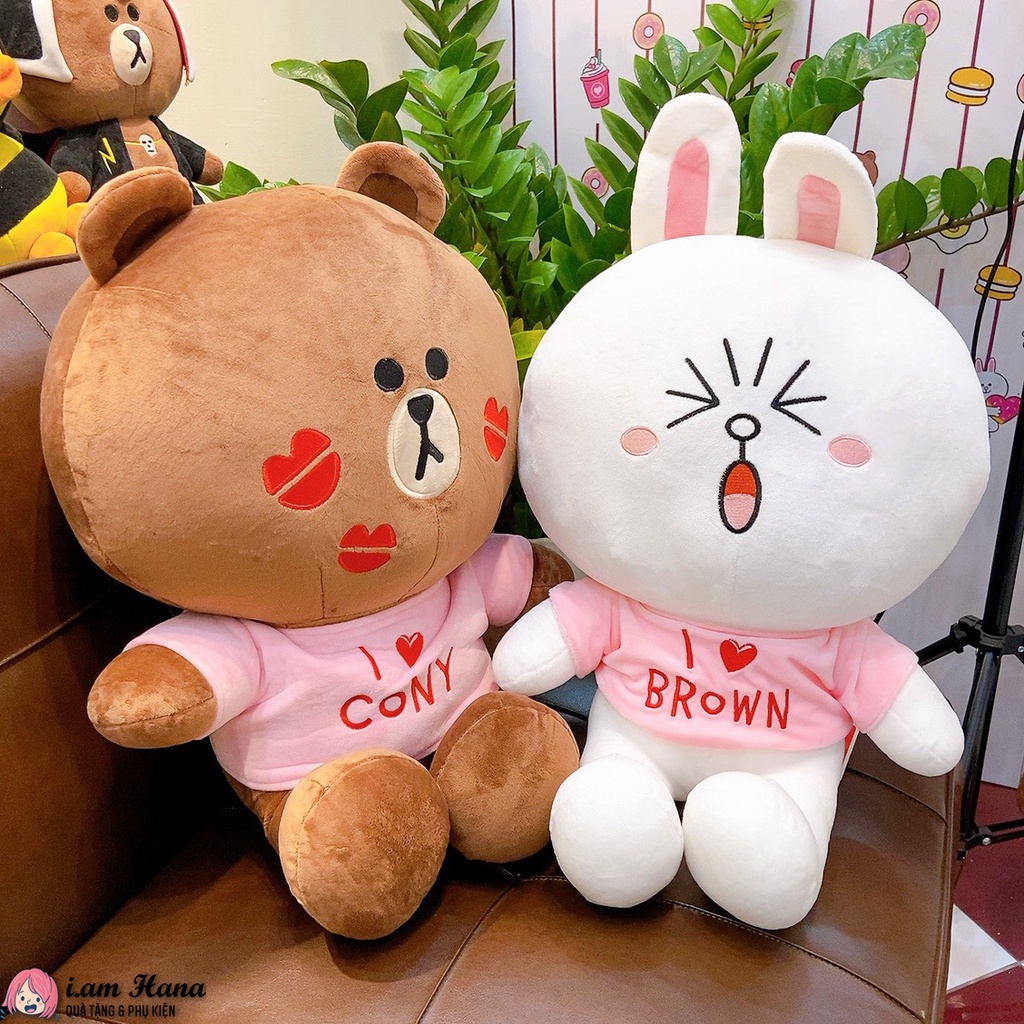 Gấu bông Brown Cony mặc áo couple size 33x50cm