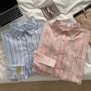 Áo sơ mi nữ dáng rộng kẻ sọc thời trang