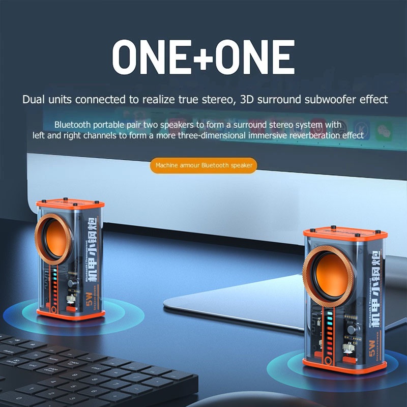 SPRISE K07 Loa Bluetooth Mini Loa Siêu Trầm Thiết Kế Trong Suốt