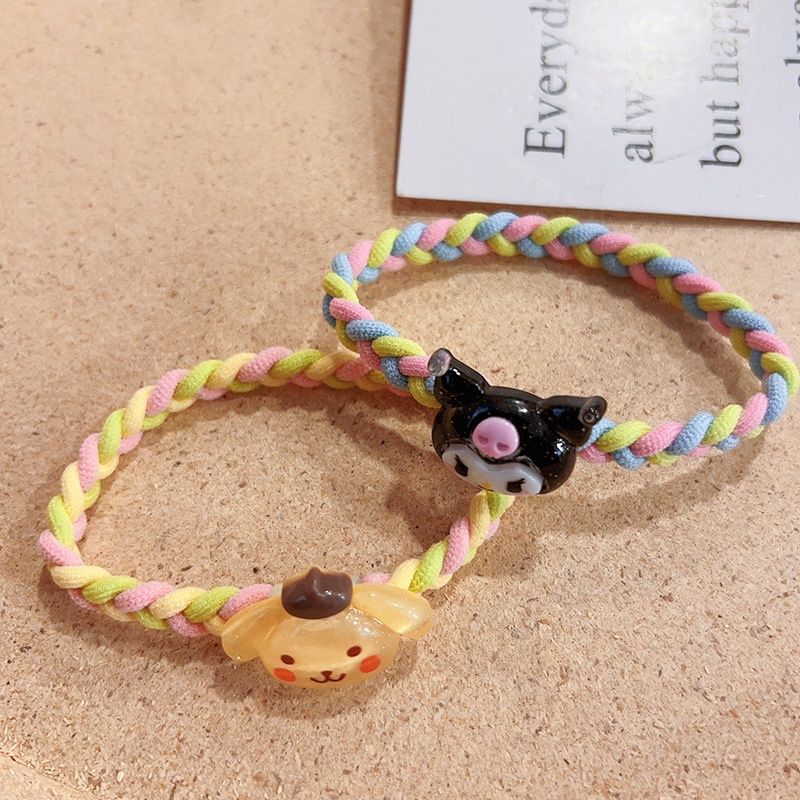 SANRIO Bộ 5 Dây Buộc Tóc Da Co Giãn Phong Cách kuromi melody Dễ Thương h0056