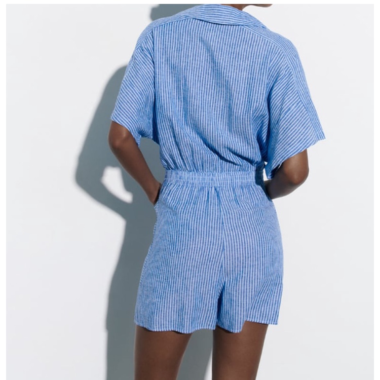 Zara jumpsuit Ngắn Lưng Thun Có Túi Thời Trang Mùa Hè Cho Nữ8372067
