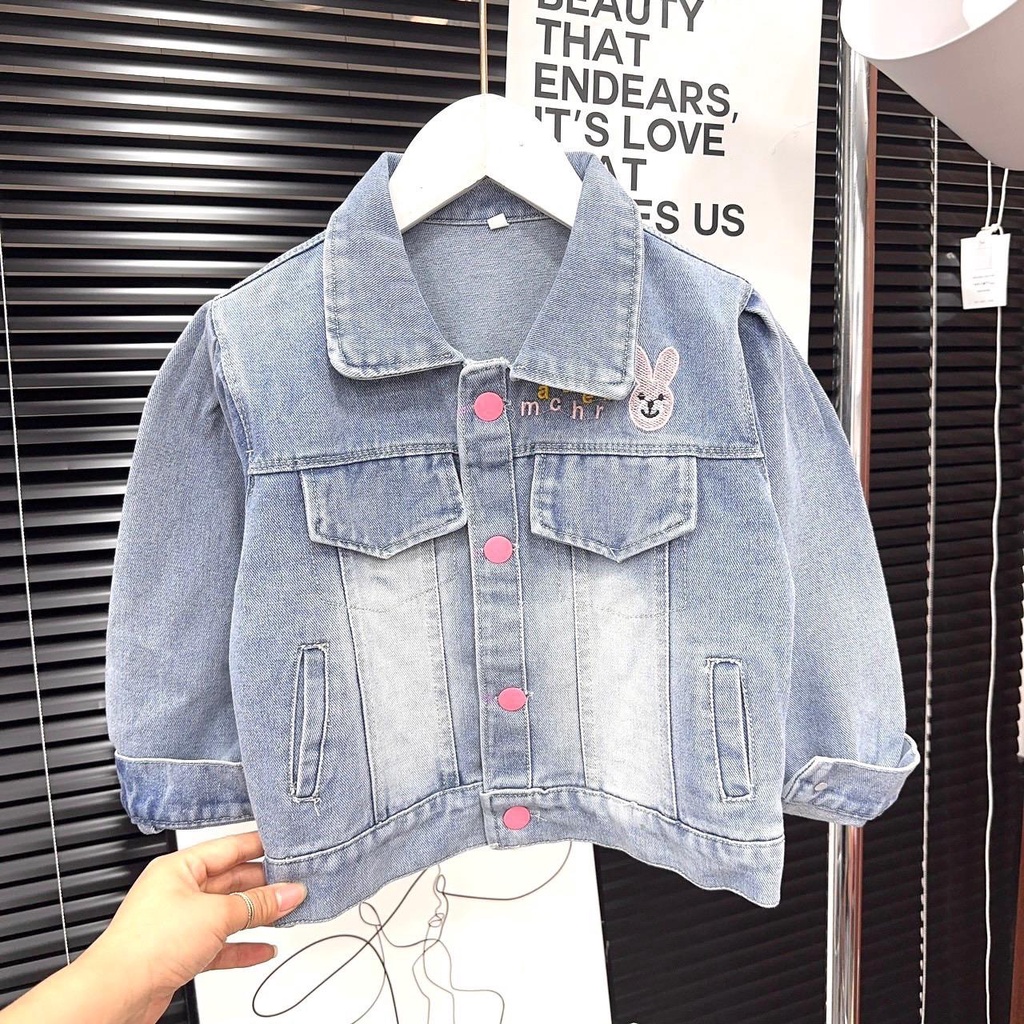 K100 -Size  Áo khoác JEAN bé gái bò mềm bé mặc xinh cá tính- Tom&Nau Kids