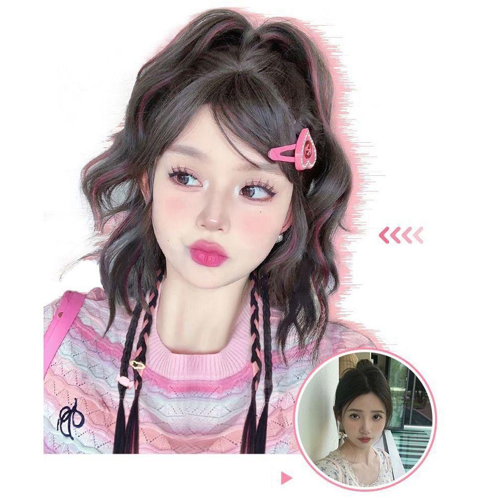 Tóc Giả daron1 Kiểu Tóc Đuôi Ngựa Xoăn Gợn Sóng Bắt Sáng y2k