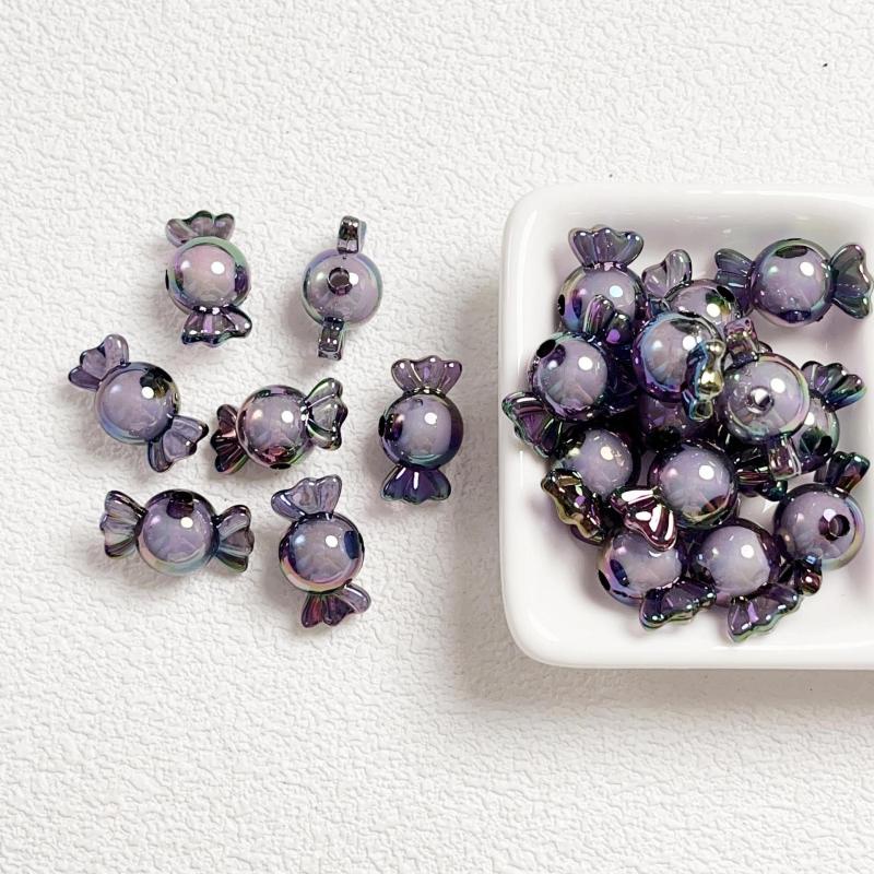 Set 10 Hạt Xỏ Lỗ Tai Thỏ Ngôi Sao / Tròn Bằng acrylic Màu Đen Trang Trí Điện Thoại diy