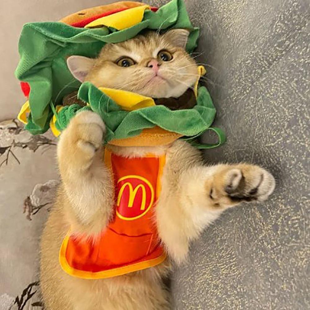 Mũ Trùm Đầu Bằng polyester Hình Hamburger Chó Mèo Dễ Thương