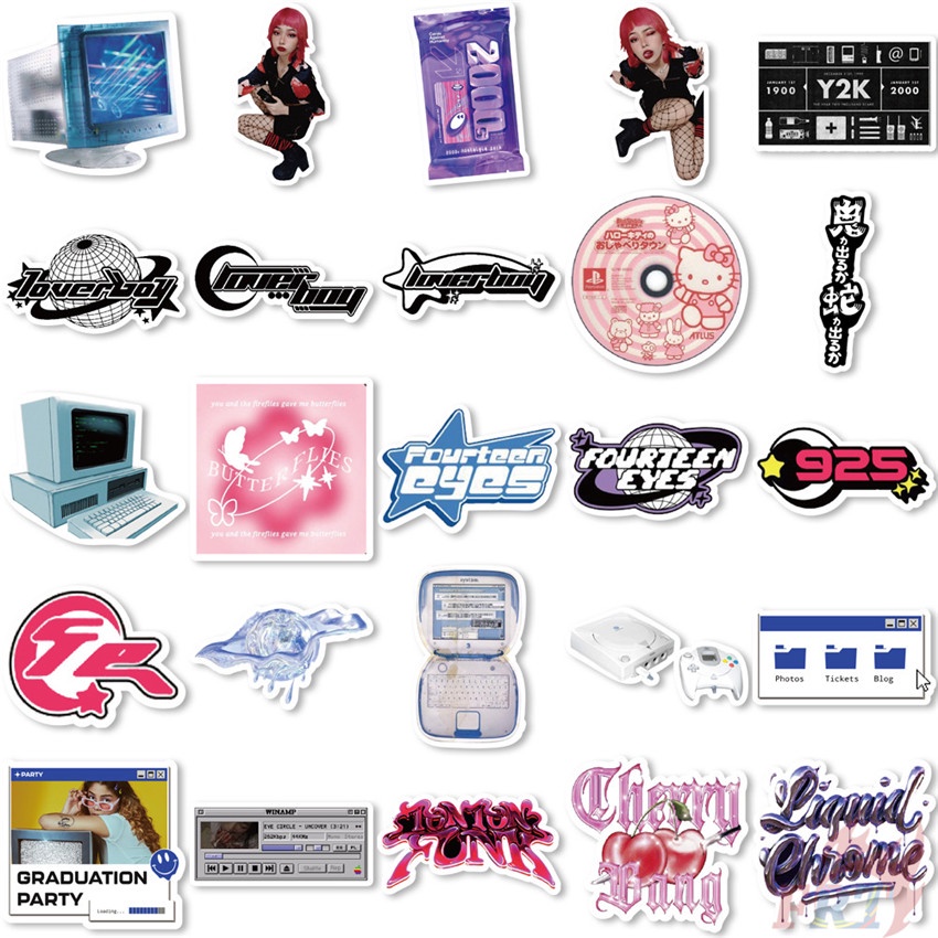 ❉ Y2k. Jdm harajuku girls series 01 Nhãn Dán ❉ Bộ 50 Miếng Dán Chống Thấm Nước Thời Trang Tự Làm