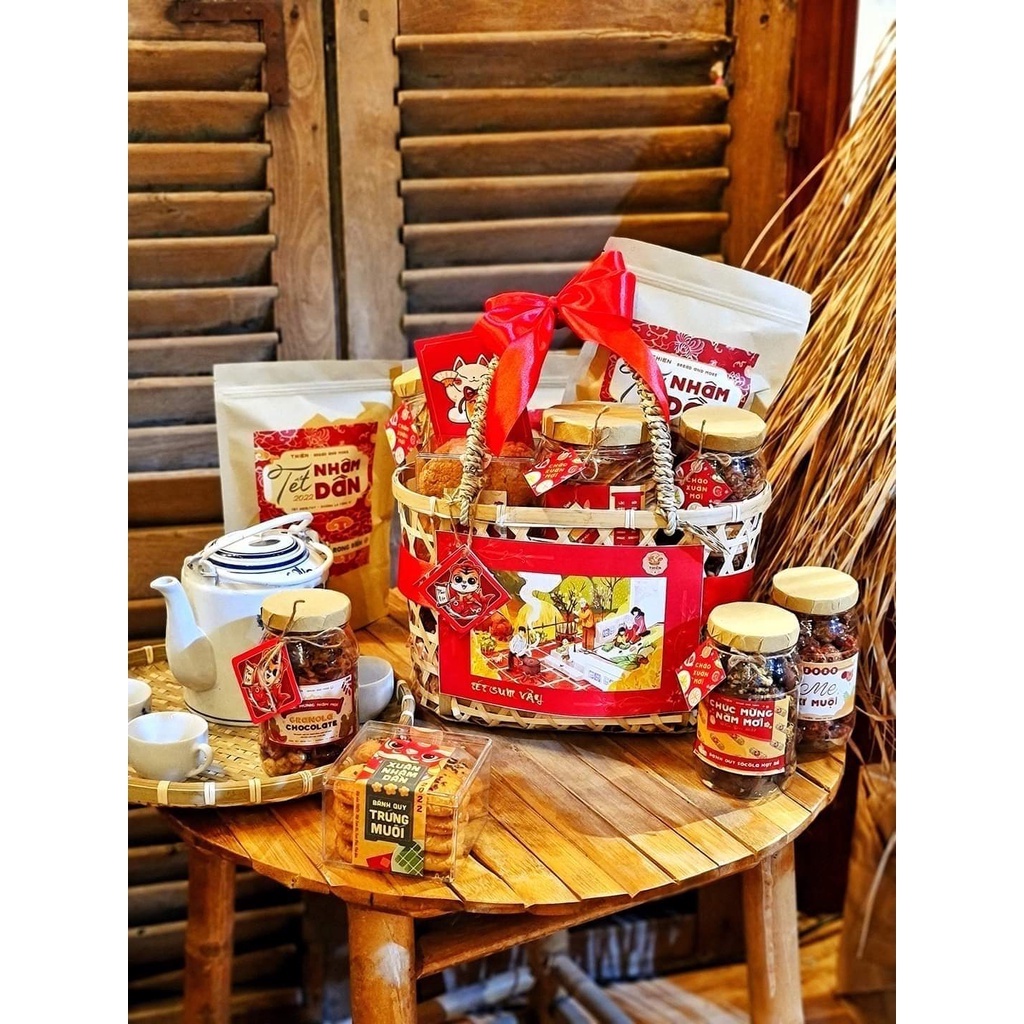 Lẵng quà giỏ tre đựng quà Tết, bánh trung thu, làn tre quà tặng, trứng, decor, trang trí