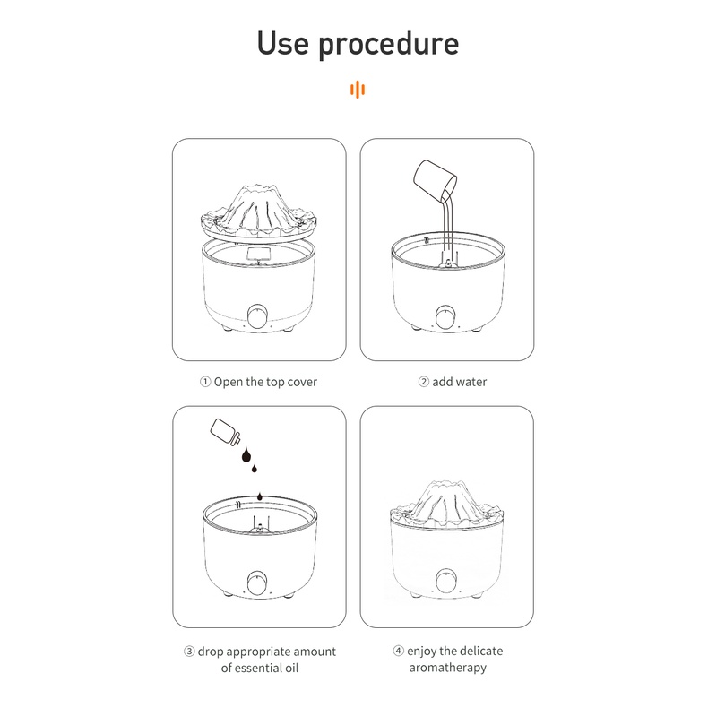 Máy Khuếch Tán Tinh Dầu Núi Lửa Phun Sương Tạo Độ Ẩm Không Khí Có Đèn Cho Phòng Ngủ / Văn Phòng