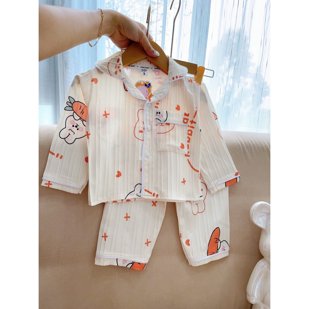 BỘ PIJAMA ĐŨI GÂN DÀI TAY BÉ  GÁI XINH XẮN