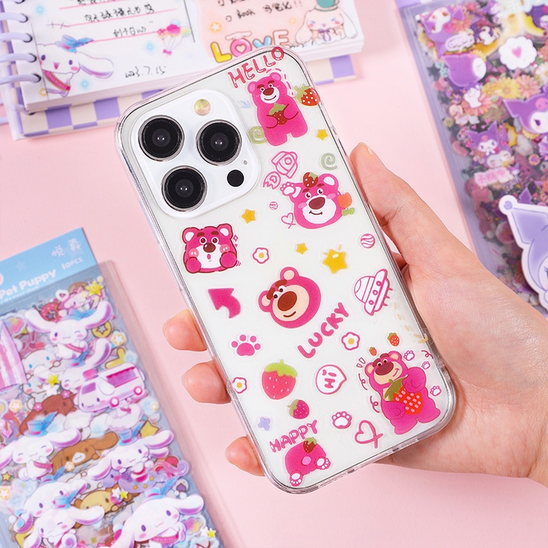 Bộ 10 Tấm sticker Trong Suốt Chống Thấm Nước Hình sanrio Dễ Thương