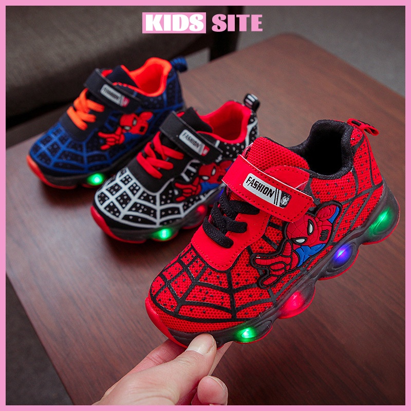 Giày Thể Thao Hình Người Nhện Có Đèn led Thời Trang Cho Bé size 21-36