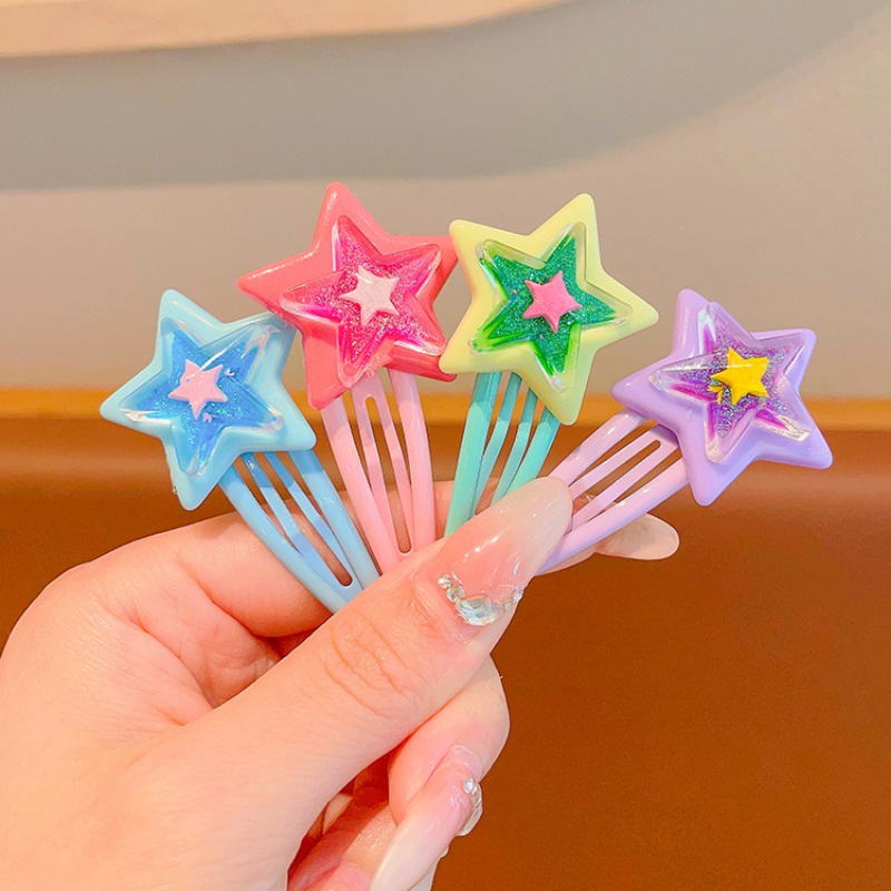 Set 2 Kẹp Tóc Hình Ngôi Sao Nhiều Màu Sắc y2k Cho Bé Gái