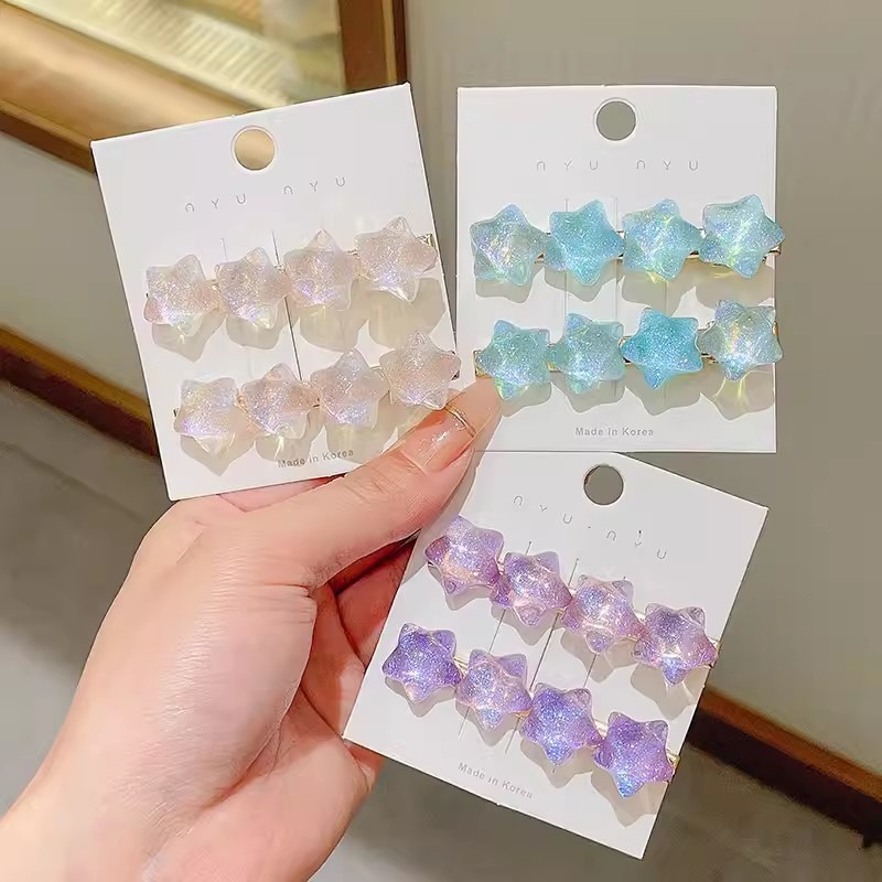 Set 2 Kẹp Tóc Hình Ngôi Sao Nhiều Màu Sắc y2k Cho Bé Gái