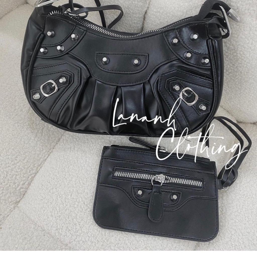 Túi xách đinh QC hot trend 2 màu trắng, đen ẢNH THẬT SHOP CHỤP