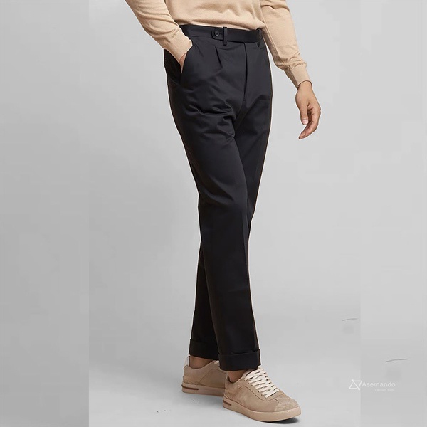 Quần tây đen nam basic, cạp cao quần âu nam Asemando chuẩn Classic Sartorial