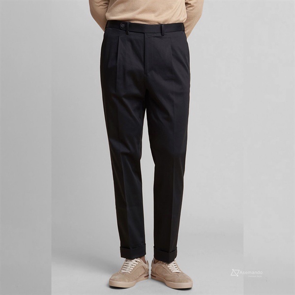 Quần tây đen nam basic, cạp cao quần âu nam Asemando chuẩn Classic Sartorial
