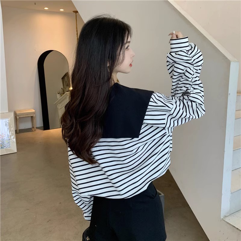 HIIXIIVI Áo Thun Nữ Tay Dài Dáng Rộng Phong Cách Hàn Quốc Thời Trang