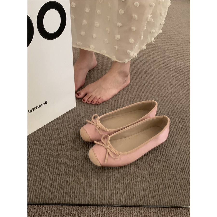 Lijia Giày Búp Bê Đế Bằng Mềm Mại Màu Bạc Phong Cách Pháp Thời Trang Cho Nữ